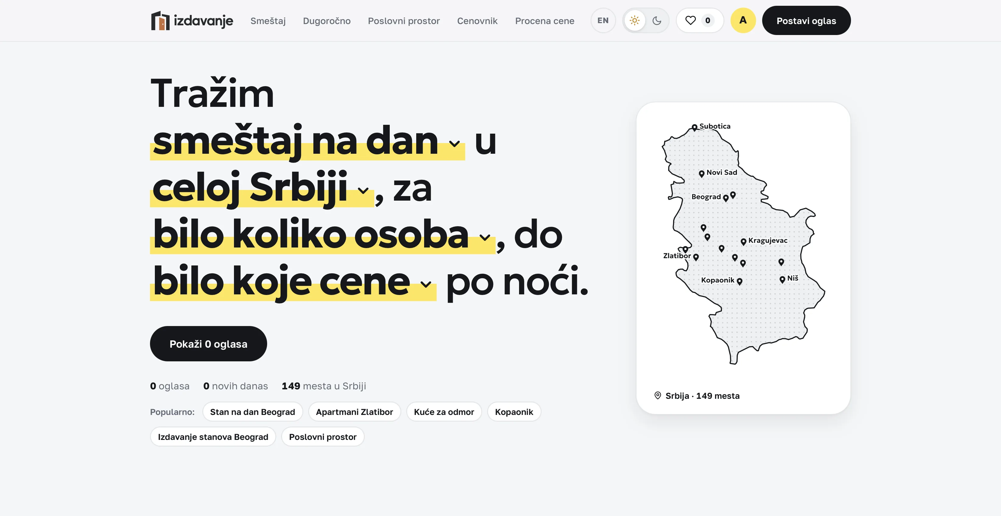 izdavanje.com homepage